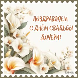 Картинка каллы с днем свадьбы дочери для родителей.