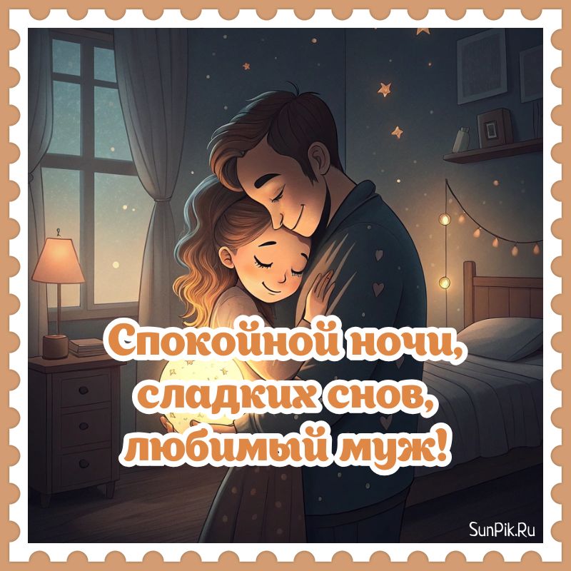 Картинка пожелать любимому мужу спокойной ночи, сладких снов.