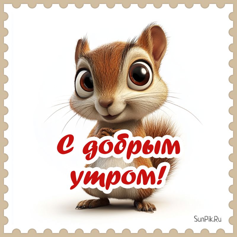 Открытка с добрым утром с милой зверюшкой.