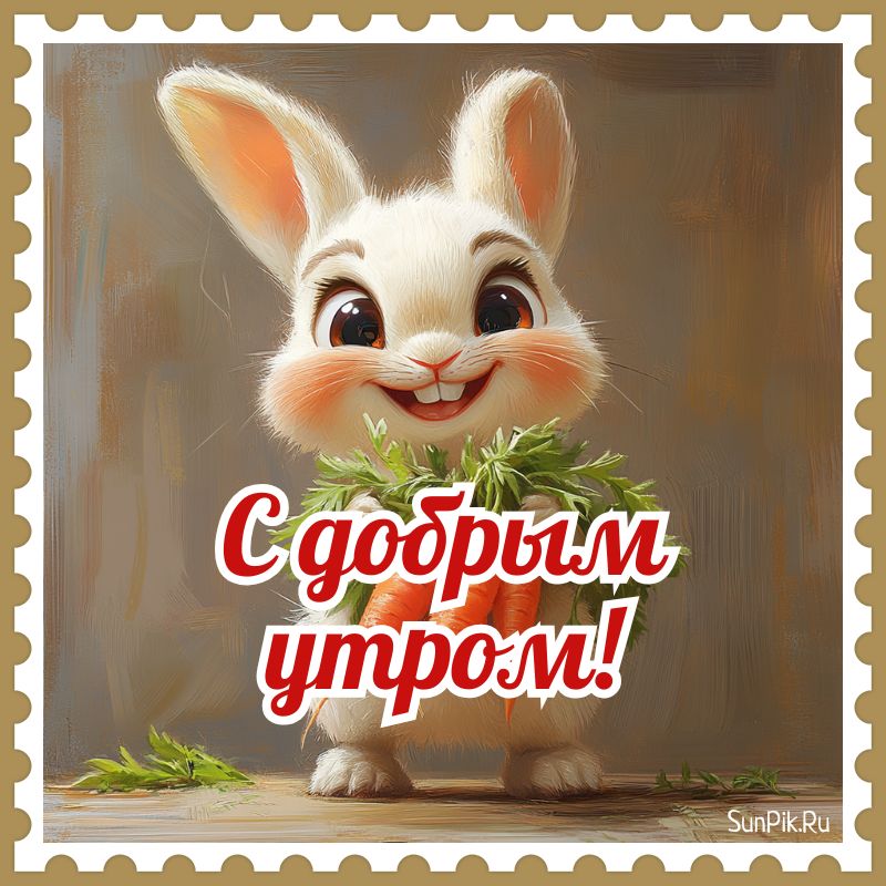 Позитивная открытка с добрым утром с животным.