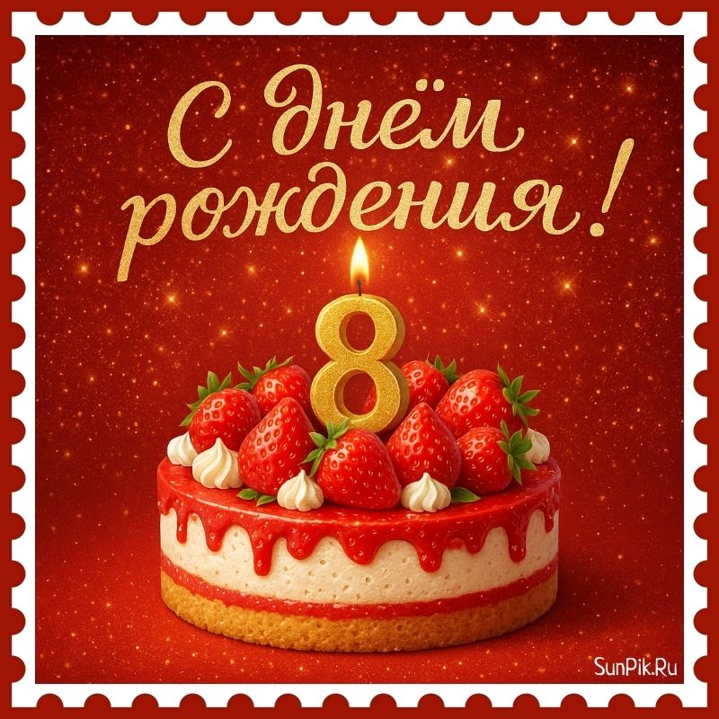 Картинка 8 лет с изображением торта.
