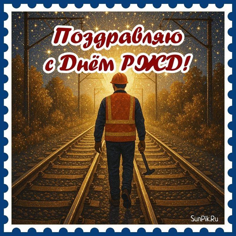 Оригинальная открытка для путейцев на день РЖД от студии СанПик.