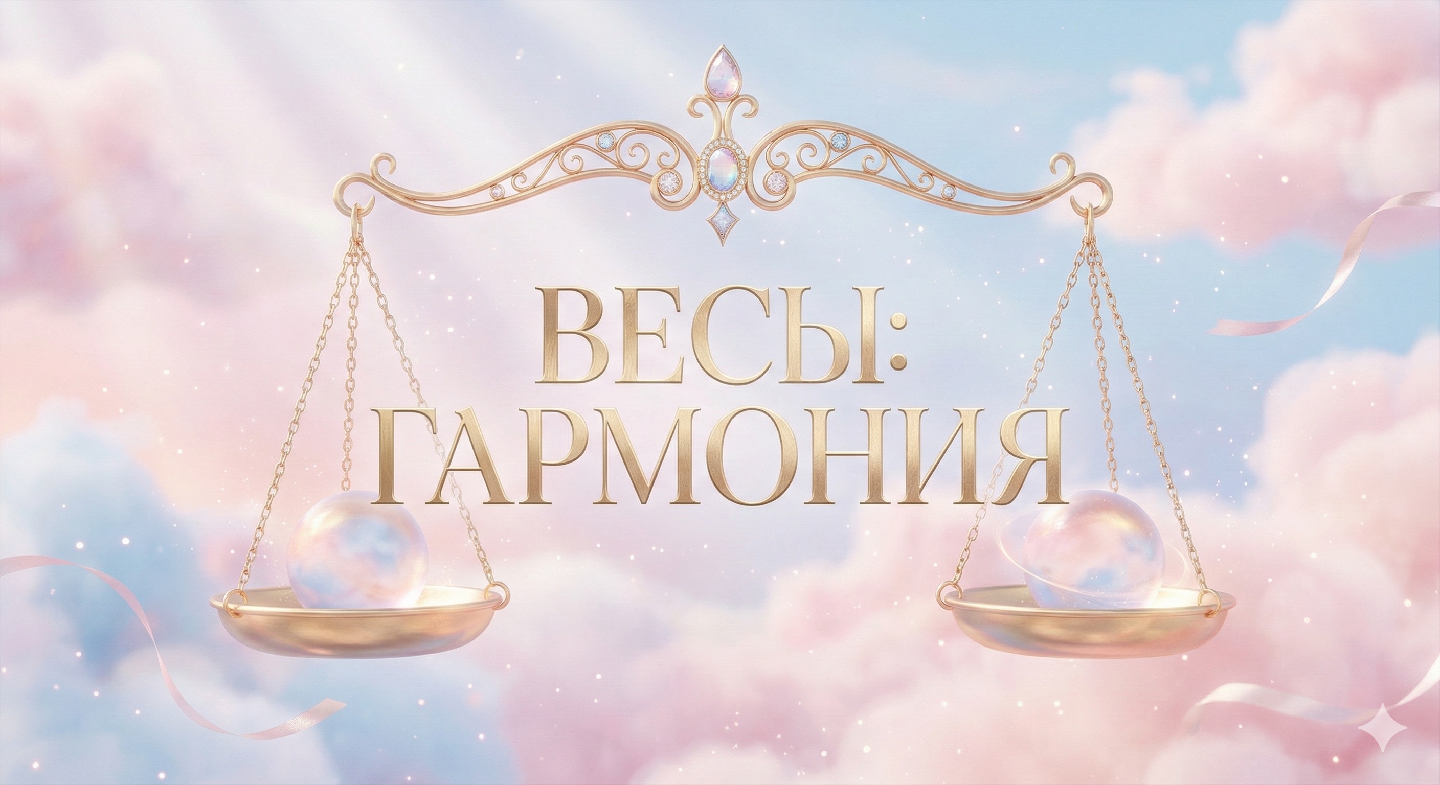 Психология Весов: стремление к гармонии и эстетике Символ знака Весы золотые весы на пастельном фоне с надписью Гармония