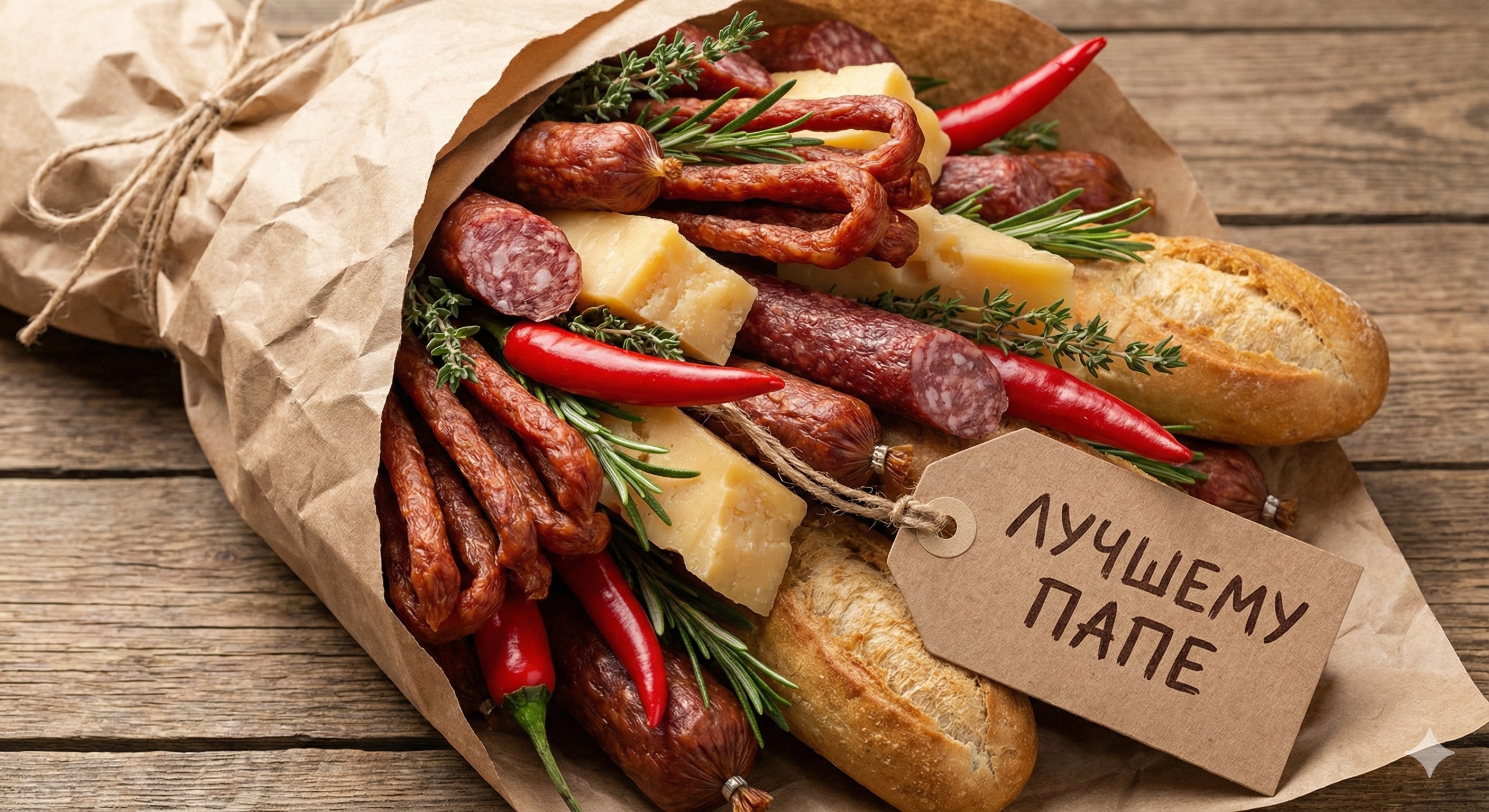 Мужской съедобный букет из колбасок и перца своими руками