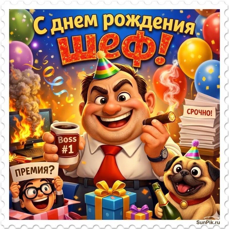 Прикольная картинка с днем рождения, шеф!