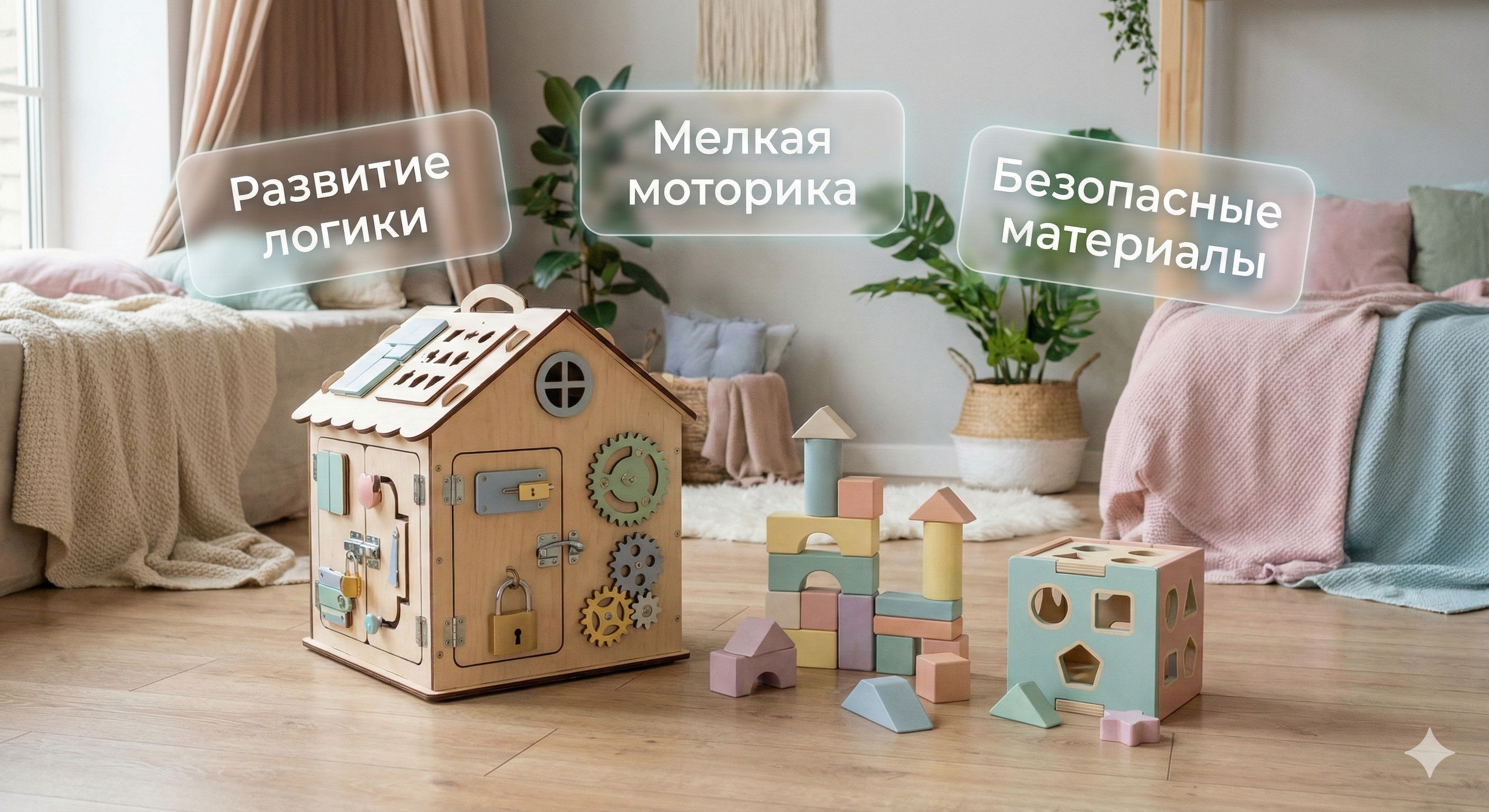Подборка развивающих игрушек для логики и моторики с подписями на русском языке