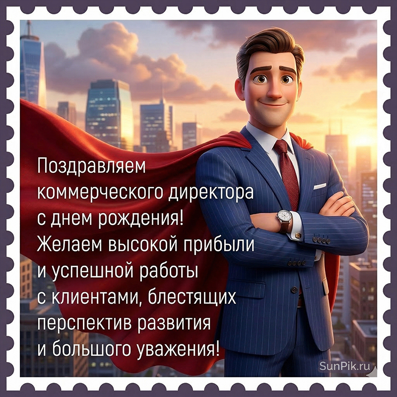 Картинка с днем рождения, коммерческий директор с мужчиной в деловом костюме.