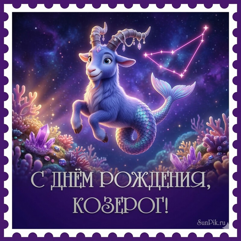 Открытка с днём рождения, козерог! Картинка созвездие козерога на день рождения женщине