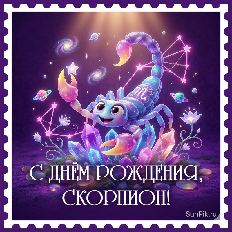 Открытка с днём рождения, скорпион! Красивая открытка с днем рождения женщине скорпиону