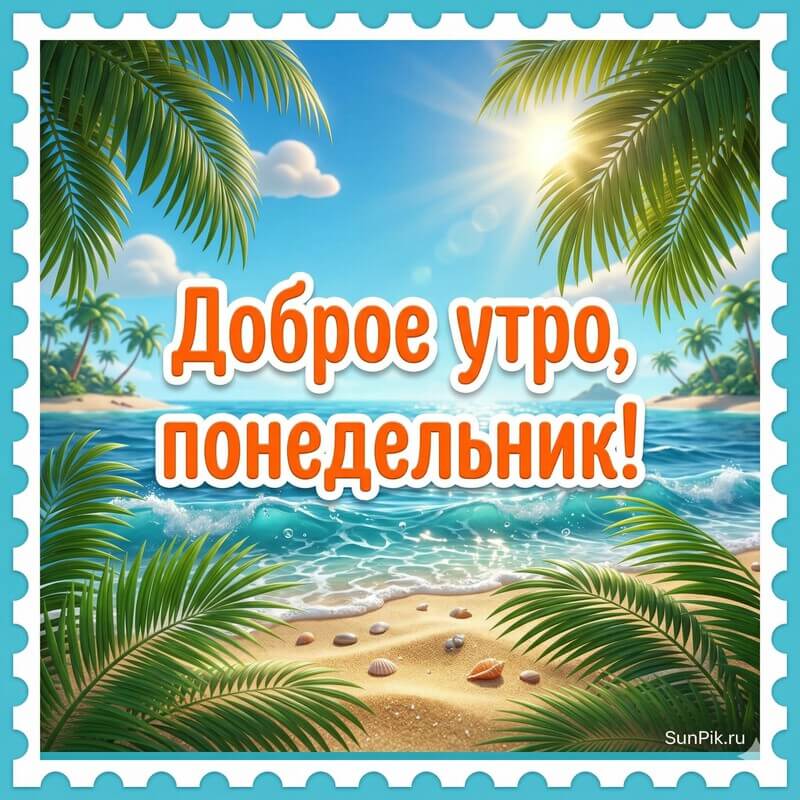 Картинка доброе утро понедельник, лето и пляж у моря