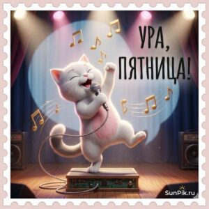 Картинка ура, пятница с поющим котом