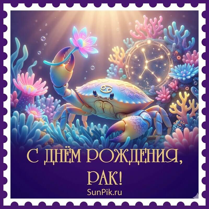 Открытка с днём рождения, рак! Открытка с днем рождения женщине раку