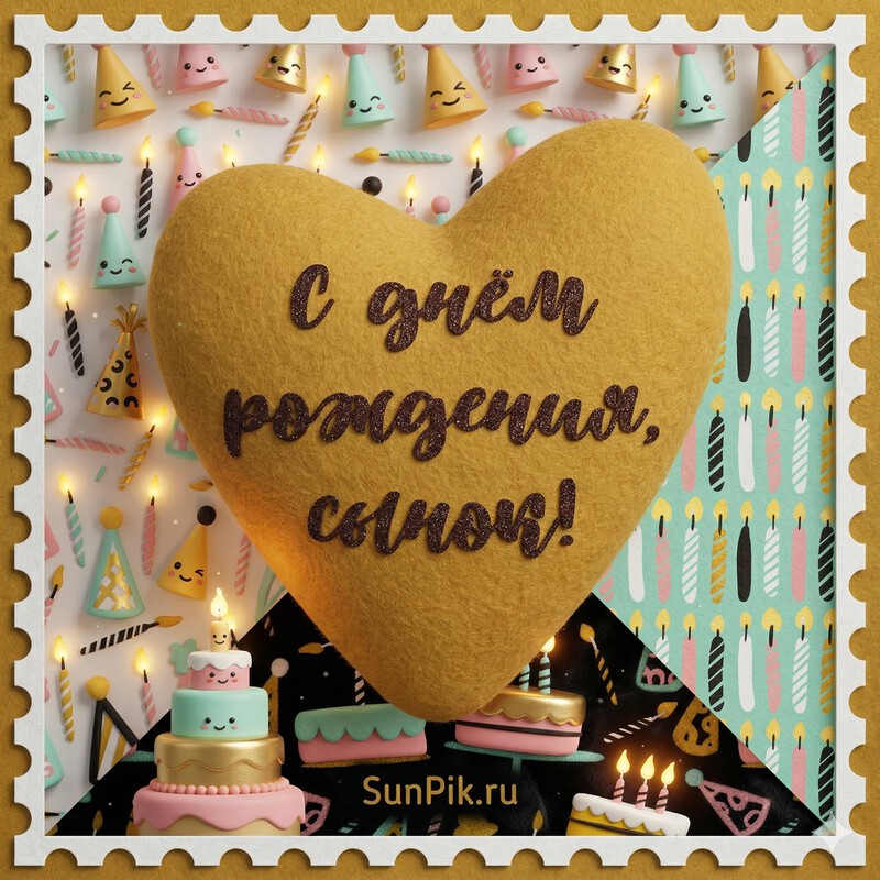 Картинка с днем рождения, сынок с сердцем