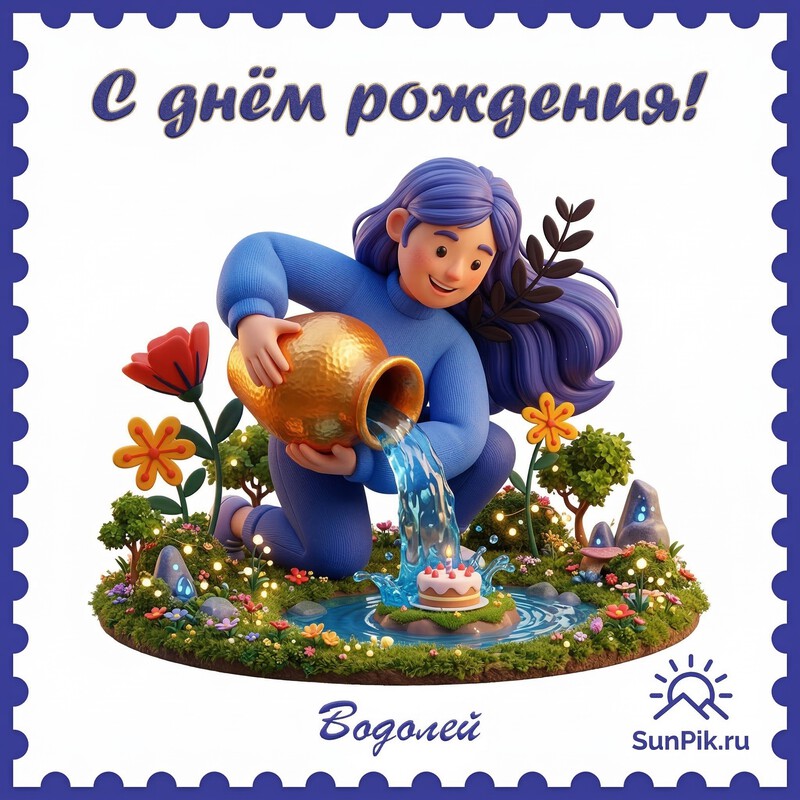 С днем рождения, Водолей! Открытка водолеям на день рождения