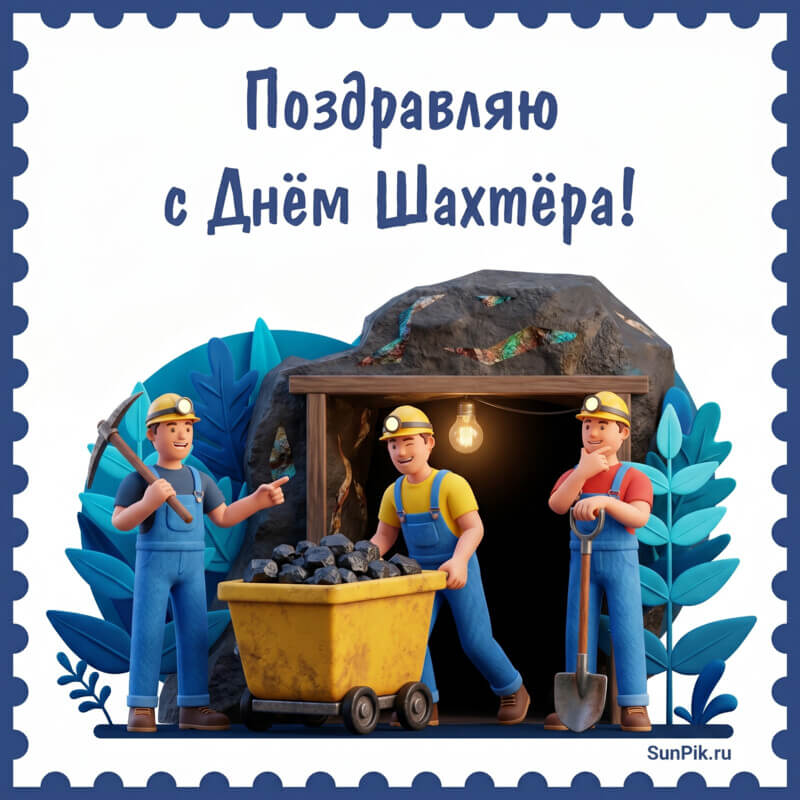 Картинка поздравляю с днем шахтера горнорабочие с вагонеткой