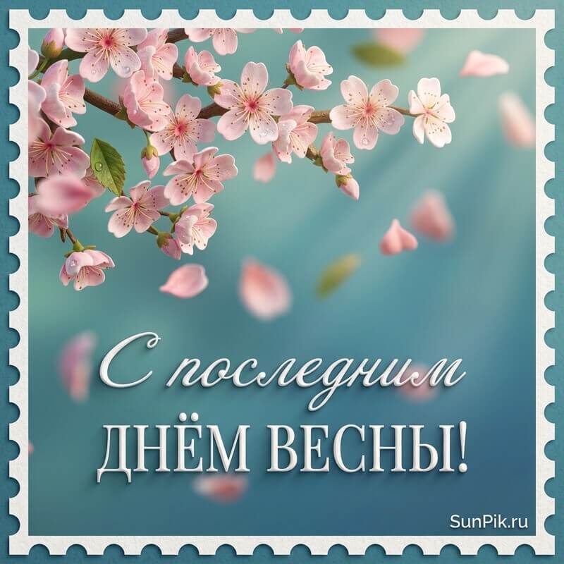 Картинка с последним днем весны с цветущей веткой