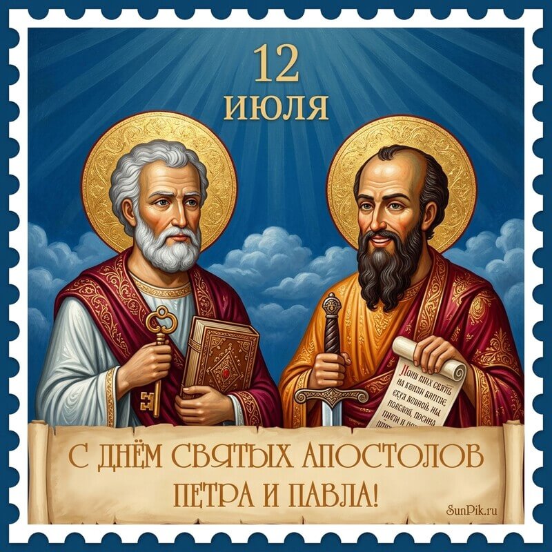 Картинка днем Петра и Павла с апостолами