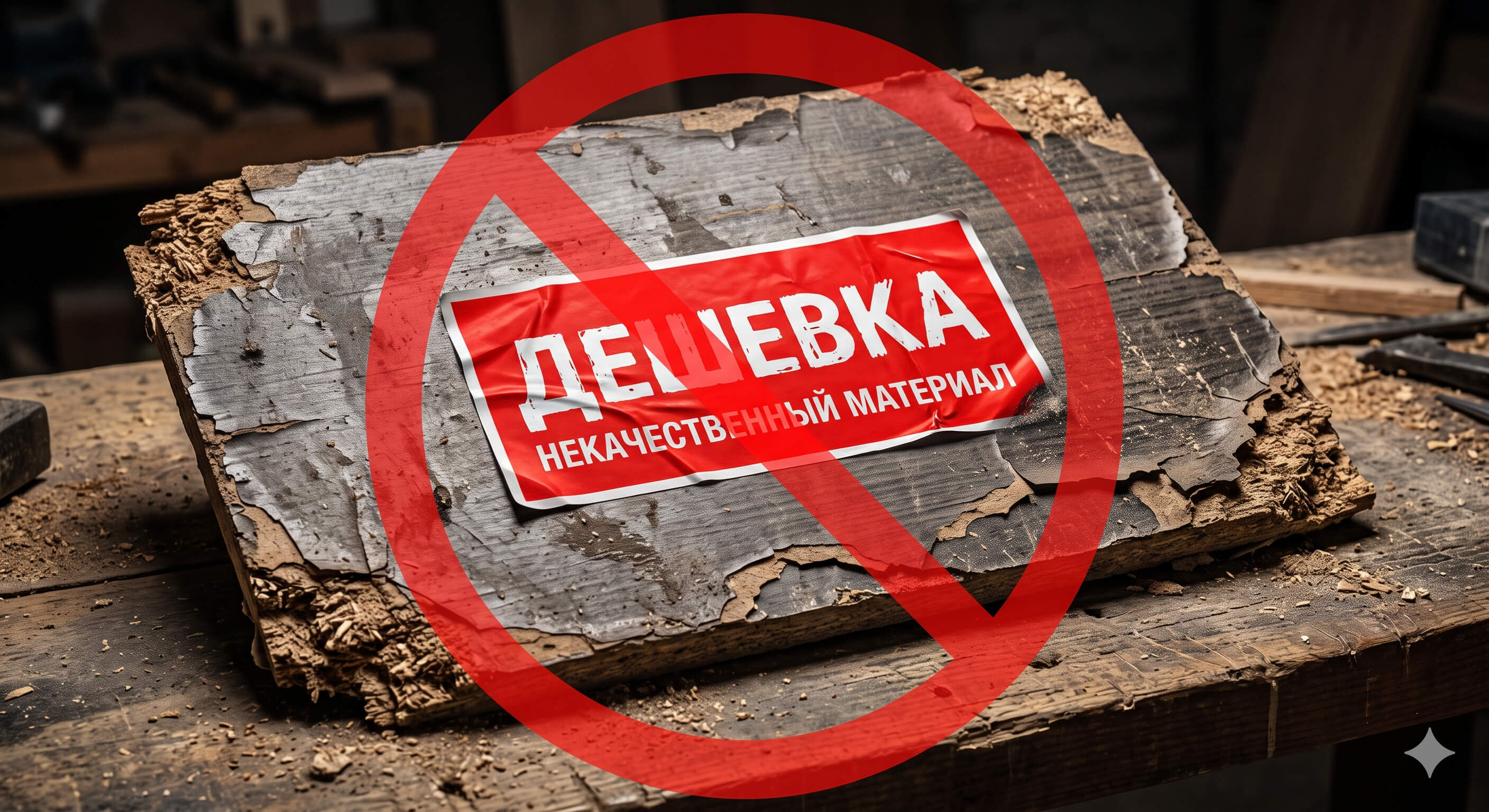 Худшие подарки на деревянную годовщину свадьбы Дешевая панель из ДСП под запрещающим знаком как пример неудачного свадебного подарка