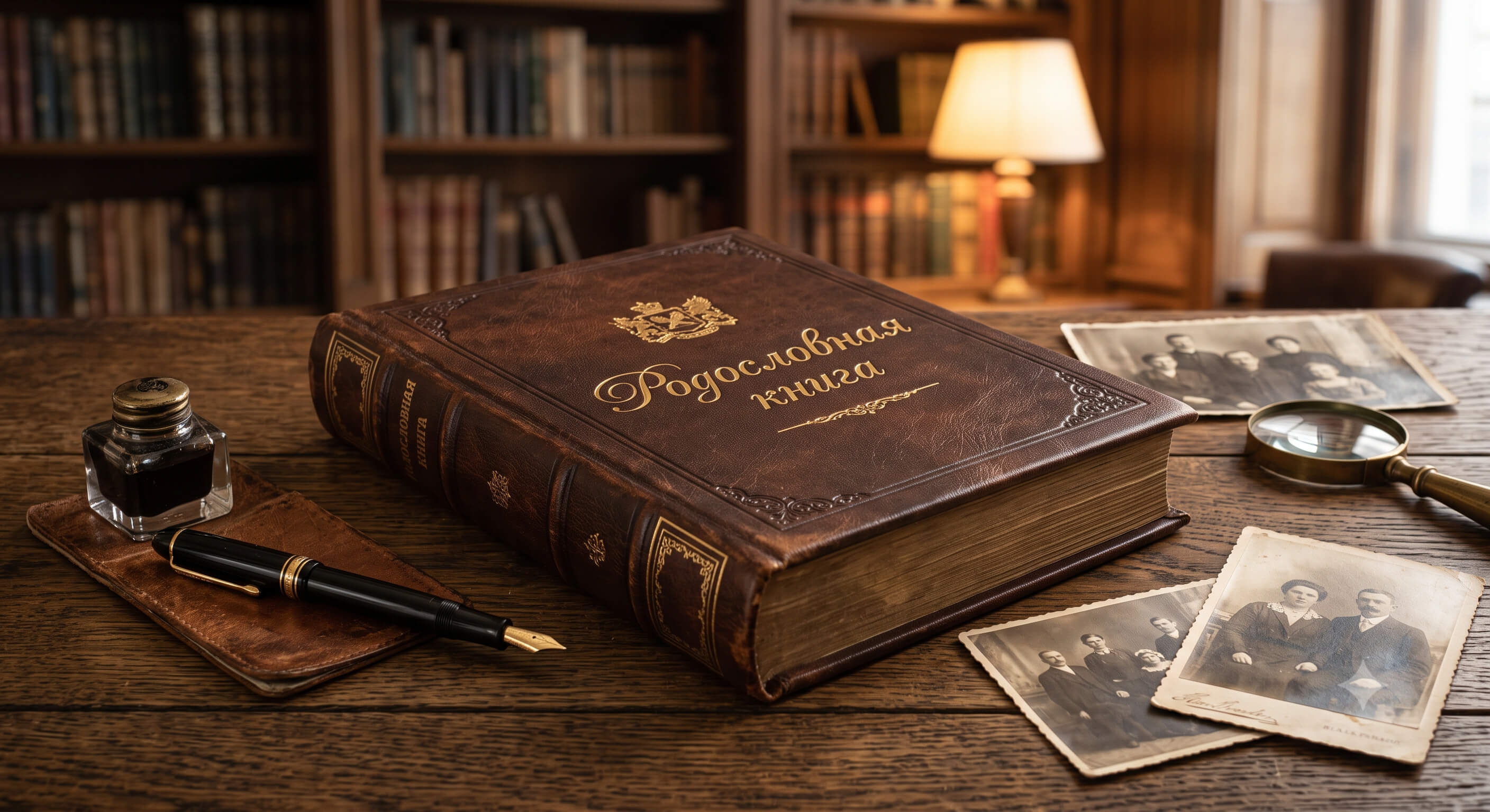 Родословная книга в подарок на юбилей Большая родословная книга в переплете из натуральной кожи для подарка родителям