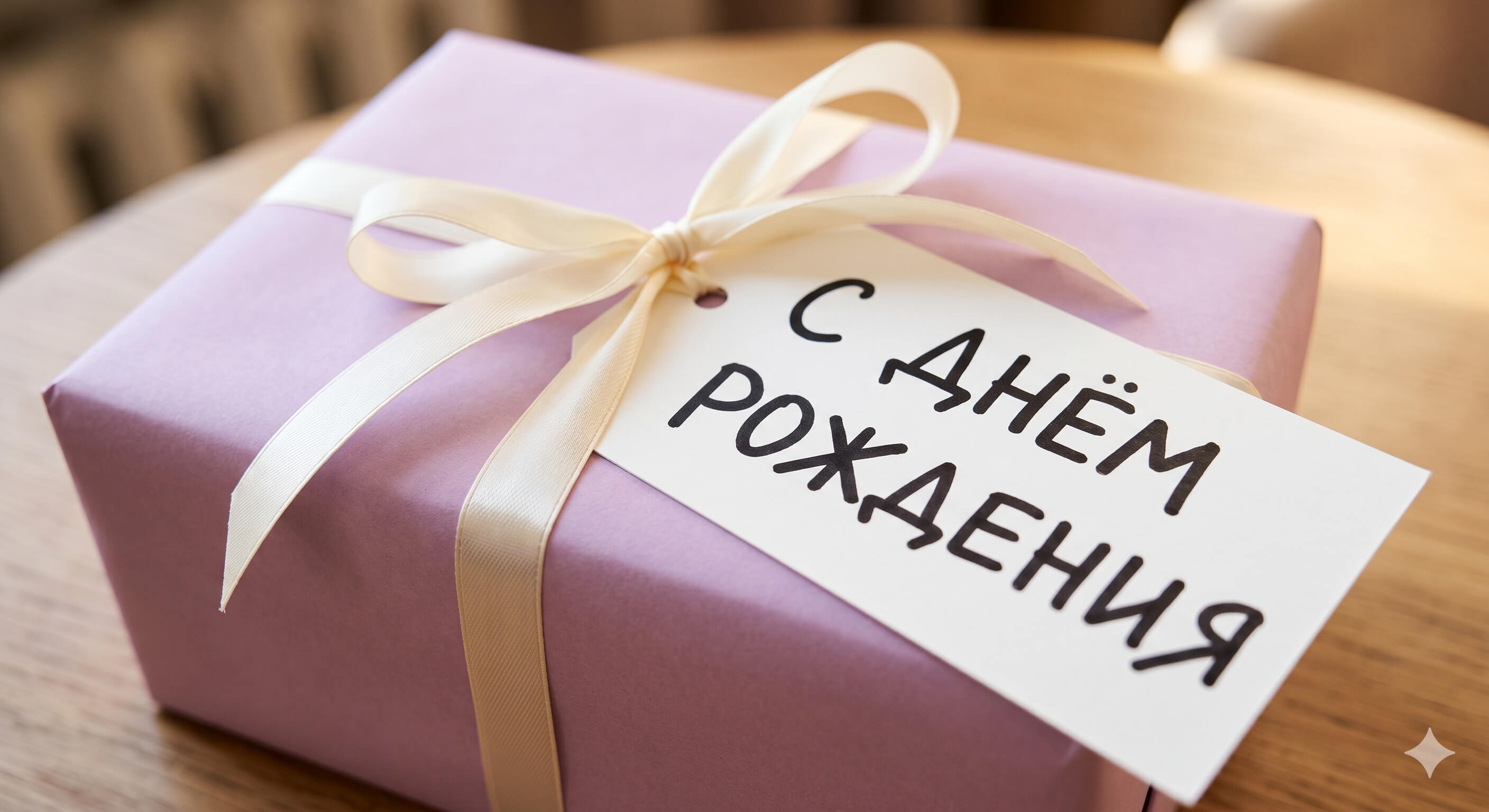 Легко открываемый мягкий подарок с крупной поздравительной надписью для женщины преклонного возраста